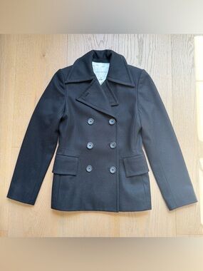 Banana Republic Black Wool Blend Peacoat, XS